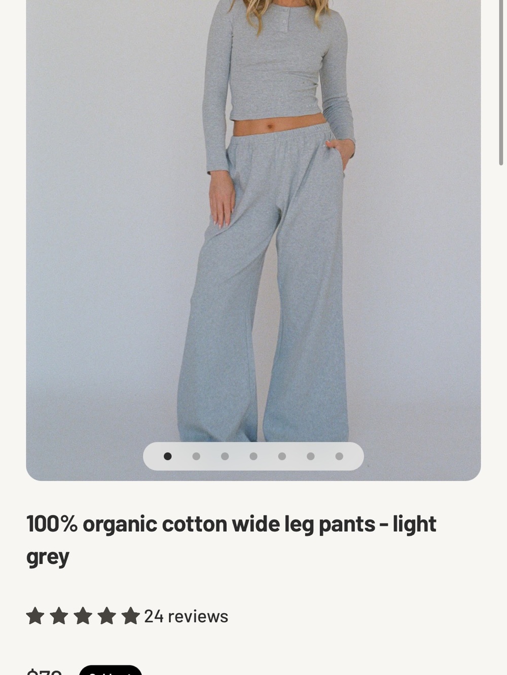 Light Grey Wide Leg Pants - Women's Organic Cotton